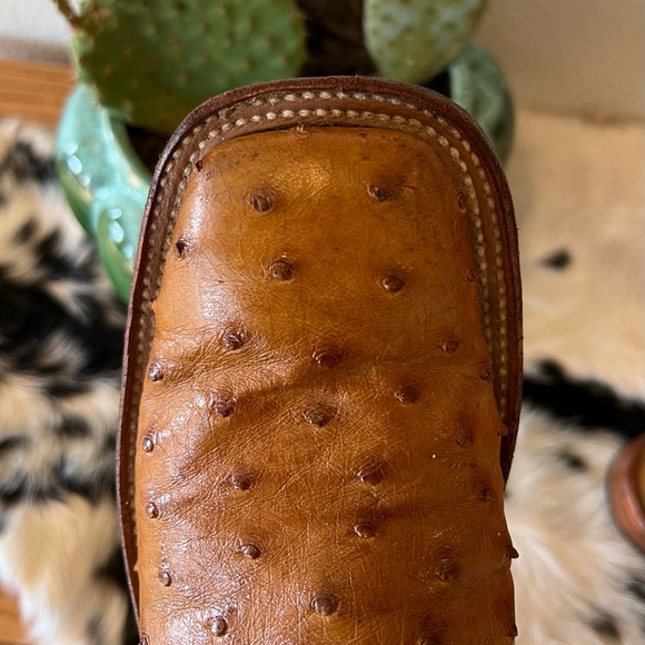 Anderson Bean Full Quill Ostrich Square Toe Boots Women’s Size 7 B Narrow - Picture 8 of 14
